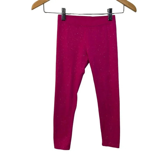 Cat & Jack Girls Hot Pink Glitter Sparkle Leggings Size Small 6 Stretch Pull On - Picture 1 of 4
